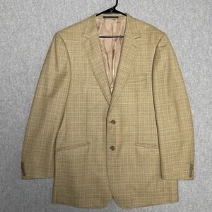 BYRON British Style Wool Silk Tan Glen Plaid Blazer Jacket  Read Description**